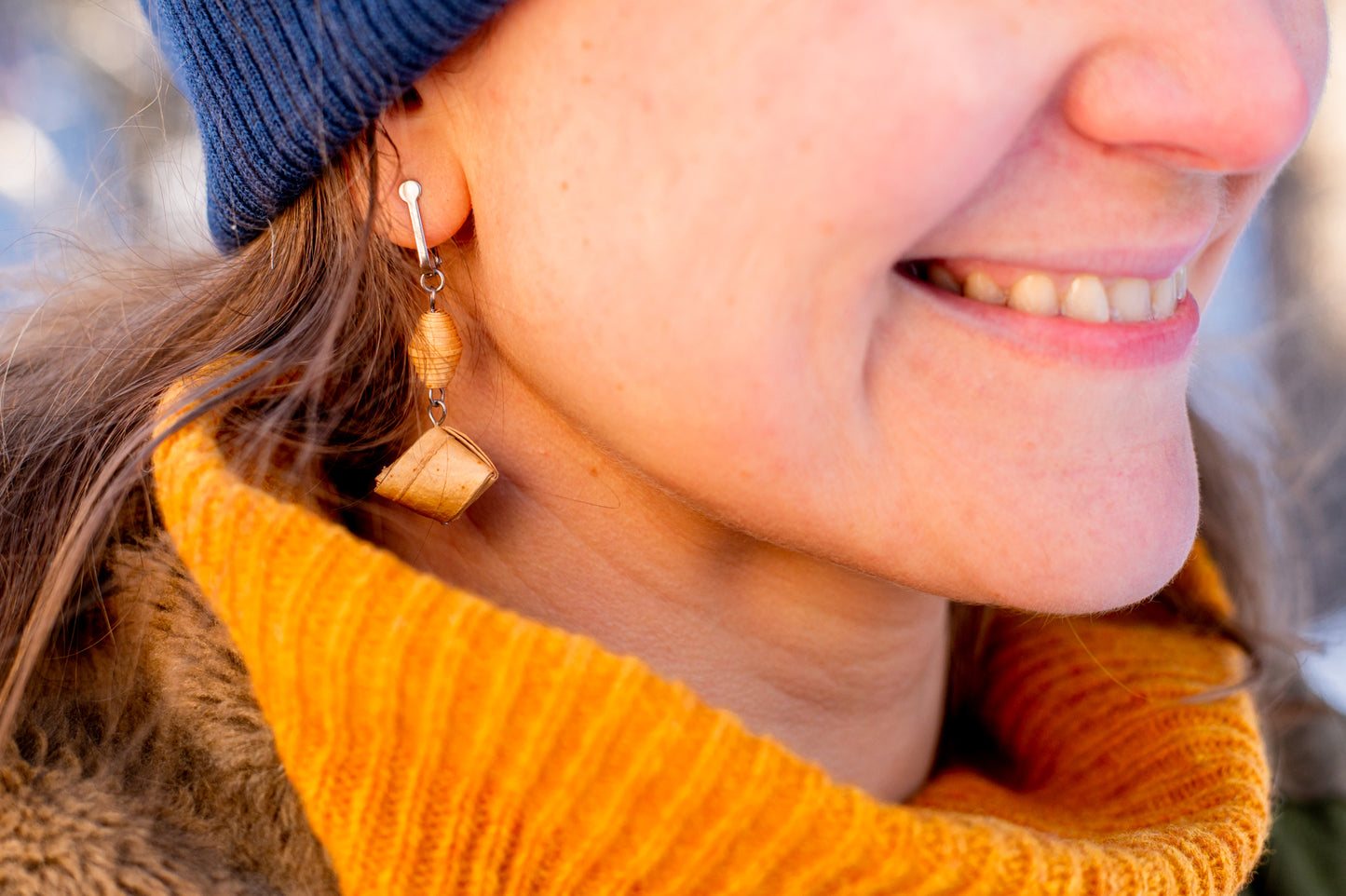 Birchbark clip-on earrings "Kaija"